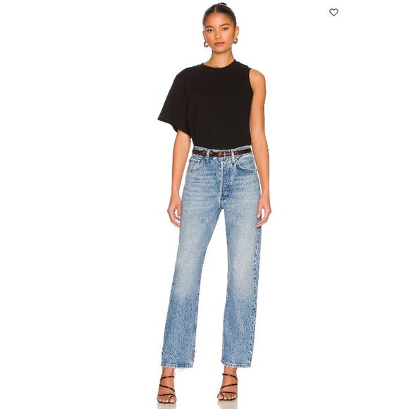 Agolde Jeans Womens 24 90s Mid Rise Loose fit Distressed Denim Blue Casual - Picture 1 of 15